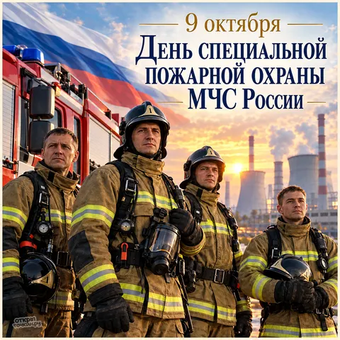 Открытка «День специальной пожарной охраны МЧС России, дежурная смена»