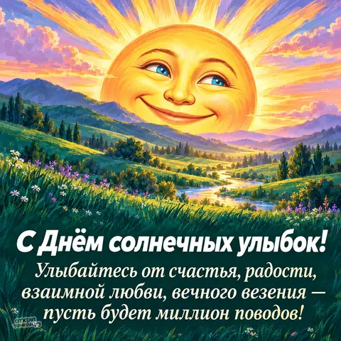 Открытка «С днём солнечных улыбок, миллион поводов для радости»