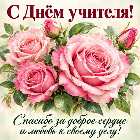Открытка День учителя Розы с днем учителя