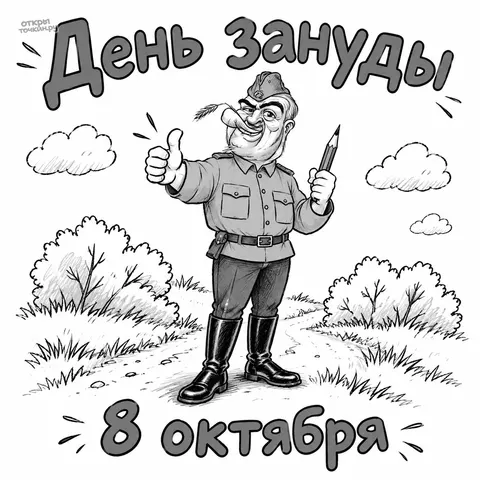 Открытка «День зануды, весёлый инспектор с карандашом»