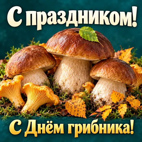 Открытка Всемирный день грибника С праздником, С днем грибника