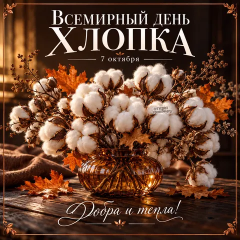 Открытка «Всемирный день хлопка, осенний натюрморт»