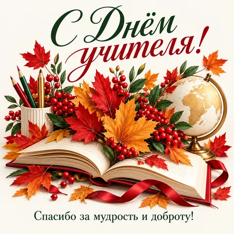 Открытка День учителя С днем учителя книга