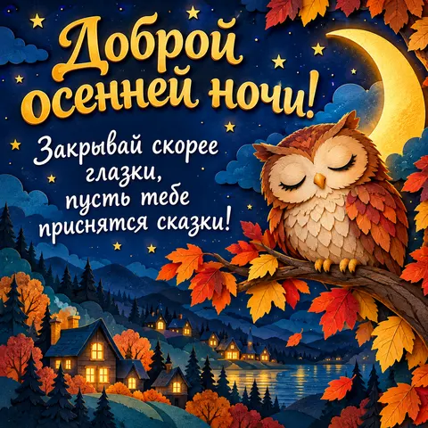 Открытка Спокойной ночи Доброй осенней ночи