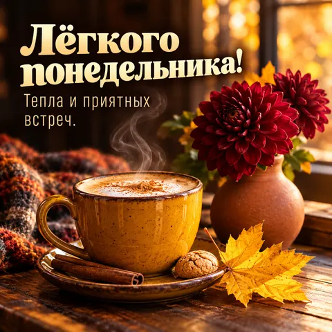 Открытка «Доброе утро» — Тёплый осенний понедельник