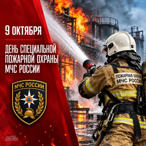 Открытка «День специальной пожарной охраны, тушение пожара» — День Специальной пожарной охраны МЧС России