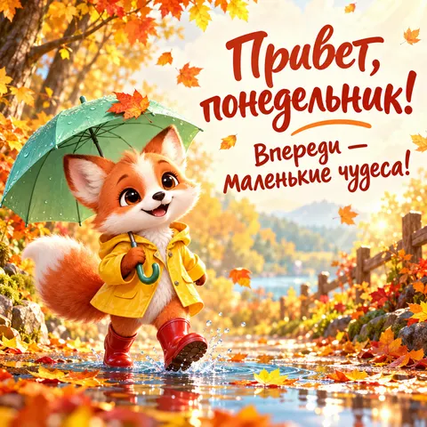 Открытка «Доброе утро» — Понедельник и маленькие чудеса