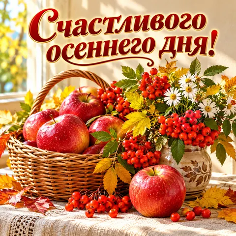 Открытка Хорошего дня Счастливого осеннего дня с натюрмортом