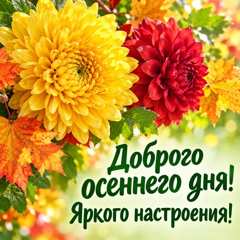 Открытка Хорошего дня Доброго осеннего дня с цветами